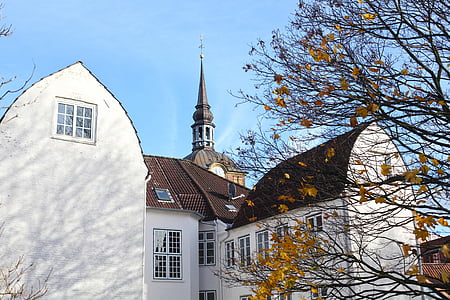 Flensburg, St johannis, Iglesia, arquitectura, edificio, antiguo, techo de barril