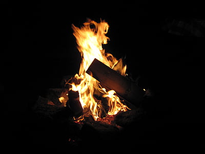 огън, лагерен огън, горя, пламък, пламъци, лагер, нощ