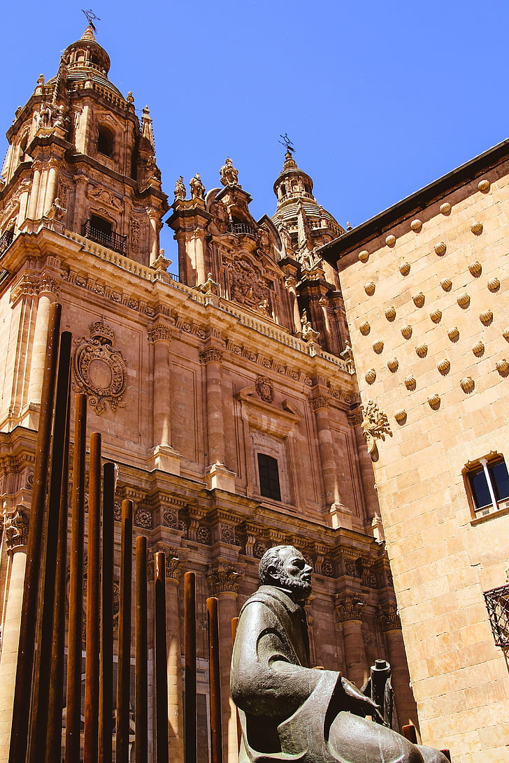 Salamanca, Universitetet, Det pavelige, huset, skjell, skulptur, statuen