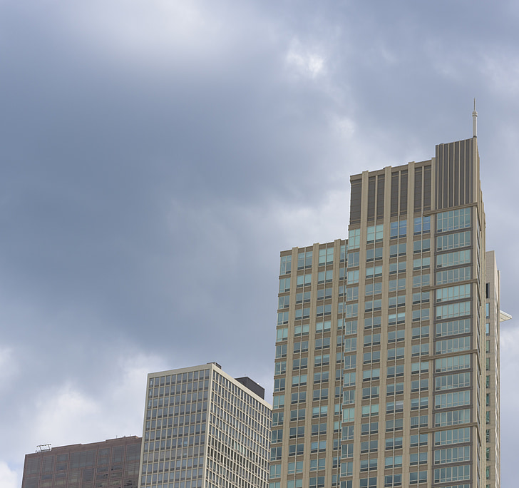 νεφελώδης, ουρανός, σύννεφα, κτίριο, ουρανοξύστης, Σικάγο, στο κέντρο της πόλης