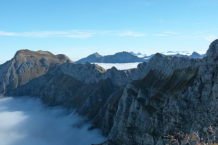 Nebelhorn, Klettern, Nordwände, Nebel