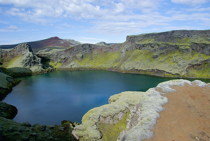 Islandija, ežeras, putų, krateris, vulkanas