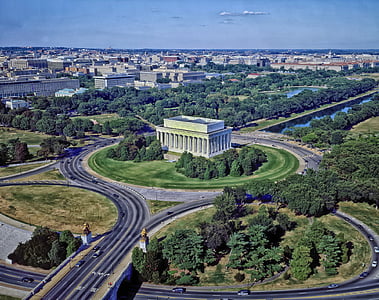 华盛顿特区, 城市, 城市, 城市, 鸟瞰图, hdr, 林肯纪念堂