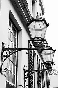 utcai lámpák, Hamburg, pöseldorf, történelmileg, nosztalgikus, régi, romantikus
