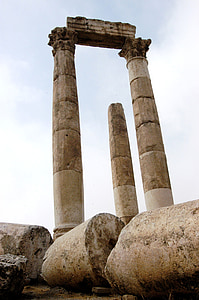 Jordania, ruiny, pozostaje, niebo, chmury, Natura, poza