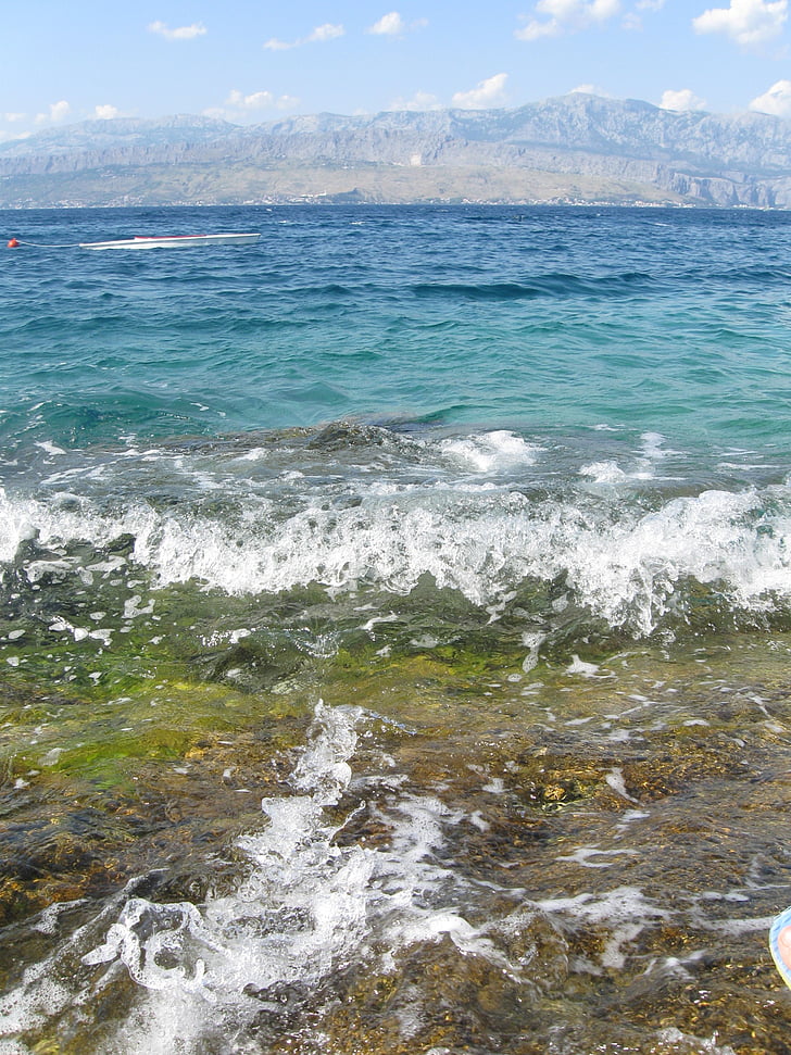 море, Хърватия, лято, вълни, природата, вода, плаж