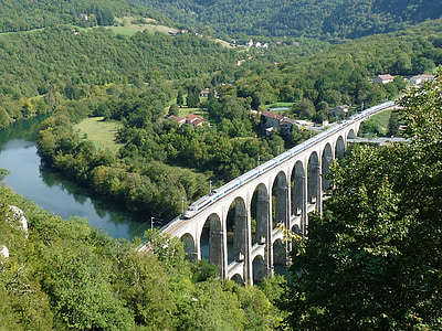 viadukten, floden, toget, Bridge
