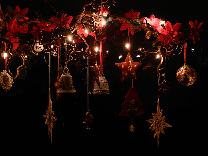 Boże Narodzenie, Adwent, x mas, art deco, gwiazda, dzwony, Lichterkette