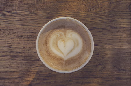 coffee, latte, cappuccino, milk, froth, foam, heart