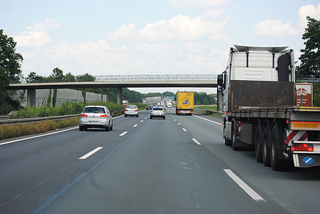 Remote trafik, lastbil, transport af gods, logistik, motorvej, Tyskland, asfalt
