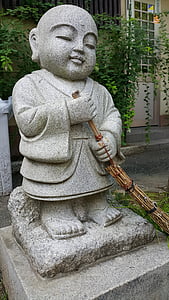 Japāna, lelle, mūki, iesācējiem, r, statuja, budistu