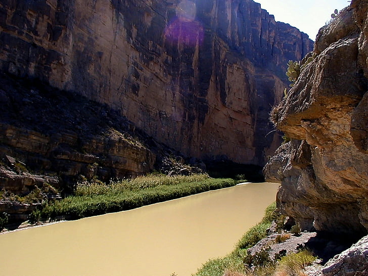 Rio grande, Texas, Mexico, rivier, cross flow, landschap, Rock