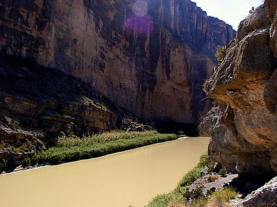 Río grande, Texas, México, Río, flujo cruzado, paisaje, roca