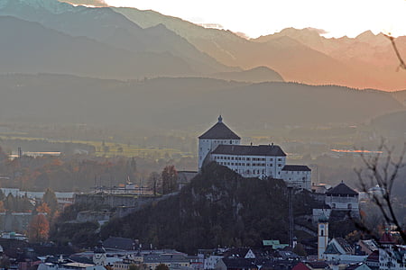 Kufstein, Tyrolsko, údolí, hrad, alpské, Rakousko, přitažlivost