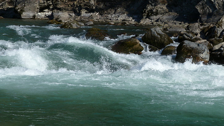 Rijeka, vodi tečajeve, priroda, trenutni, valovi, whirpool, proljeće