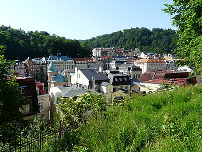 Karlovy vary, mau, perspectivas, casas, modo de exibição, cidade, telhados