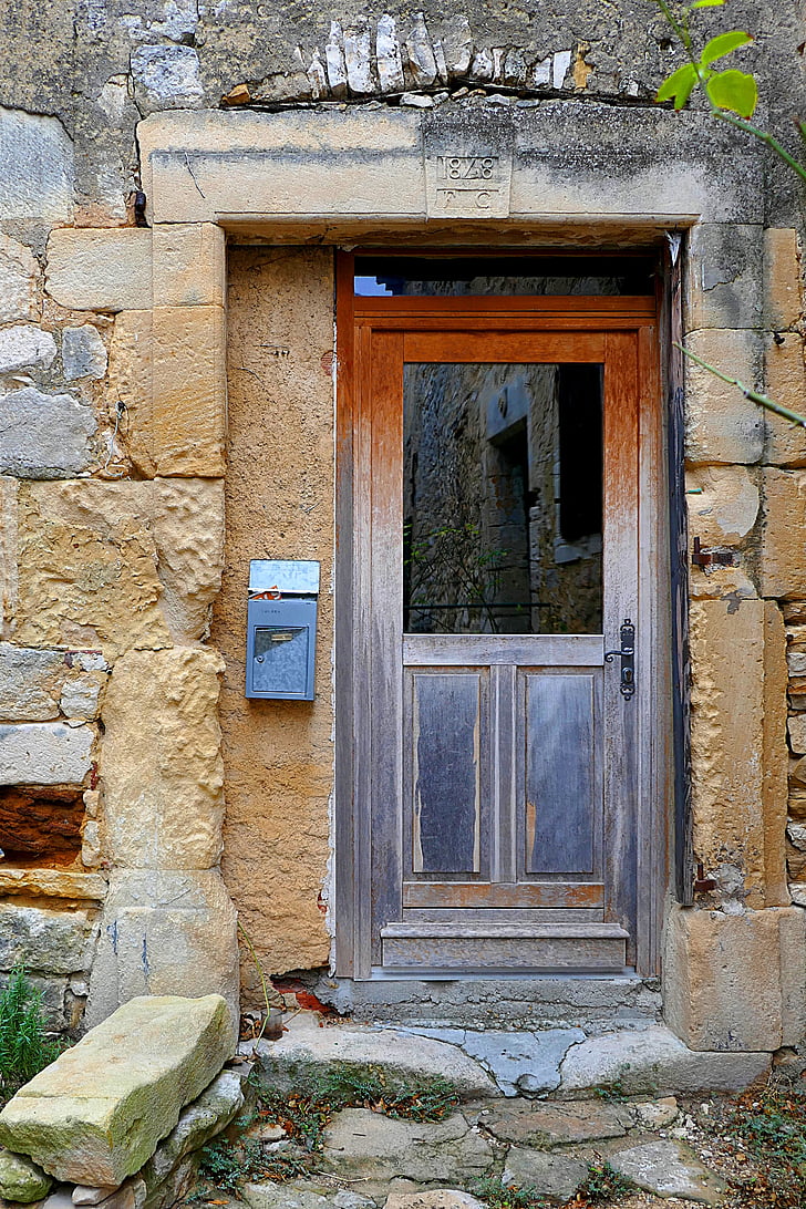 door, doorway, old, cornillon, france