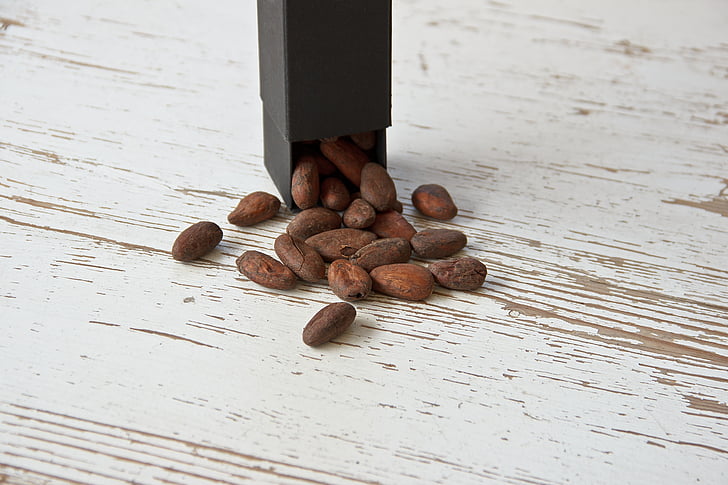 cocoa bean, black, brown, food, healthy, wood, eat