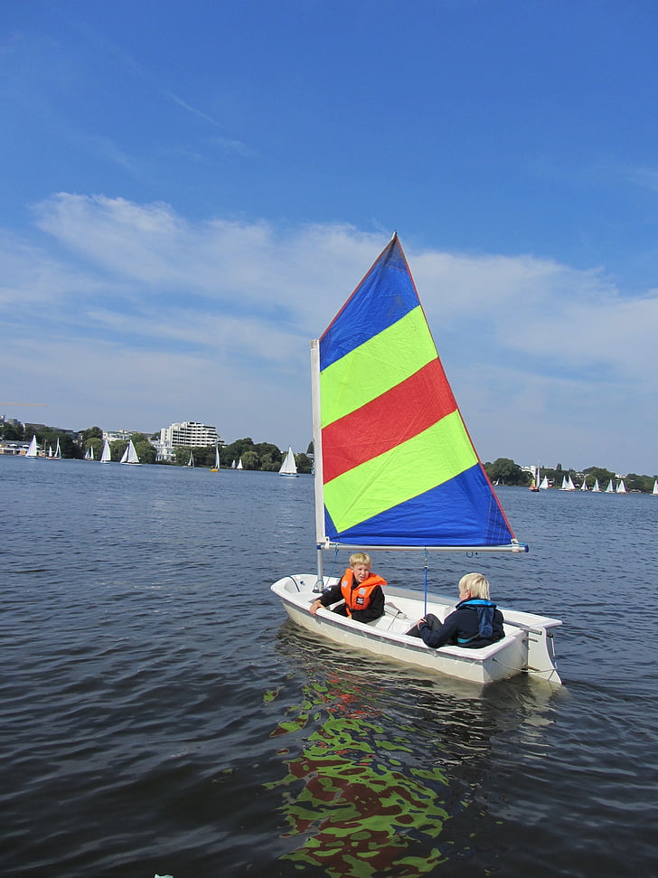 optimist, sail, alster, children sailing, building, nautical Vessel, sailing