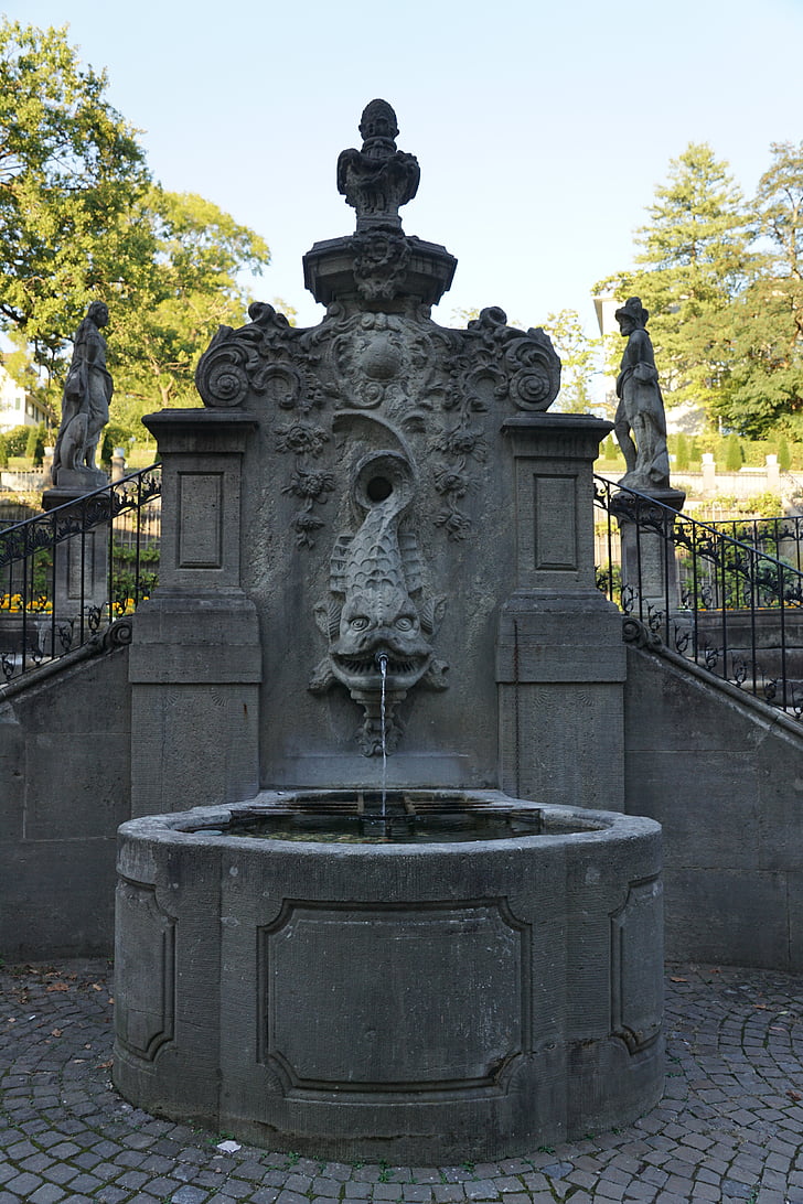 Brunnen, Wasser, Skulptur, Zürich, Architektur, Statue