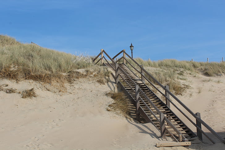 escaliers, dune, sable, plage, mesures, chemin d’accès, escalier