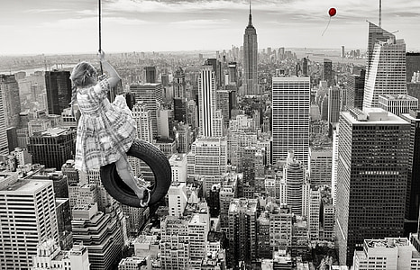 Nova york, NY, Manhattan, Empire state building, gratacels, ciutat, horitzó