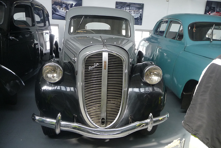 svart grå, bil, Skoda, Museum, Mlada boleslav, Vintage, gamle