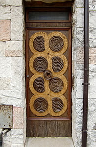 door, input, wooden door, old, access, house entrance, carving