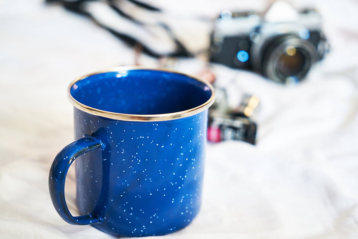 Piala, biru, kopi, cappuccino, espresso, minuman, Makanan foto