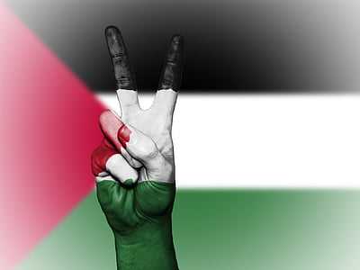 Palestiina territooriumid, rahu, käsi, rahvas, taust, banner, Värvid