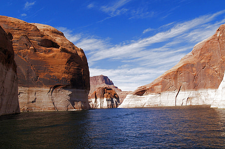 mare, rock, lângă, Podul curcubeu, Lake powell, Arizona, Statele Unite ale Americii