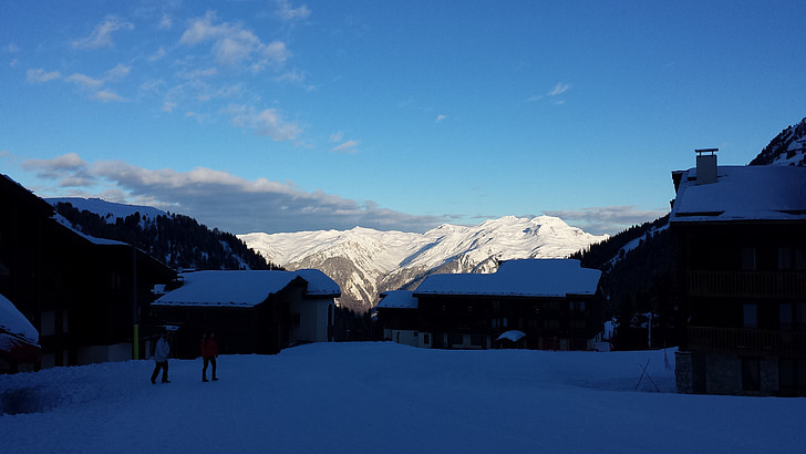 Sunrise, hory, Alpine, sneh