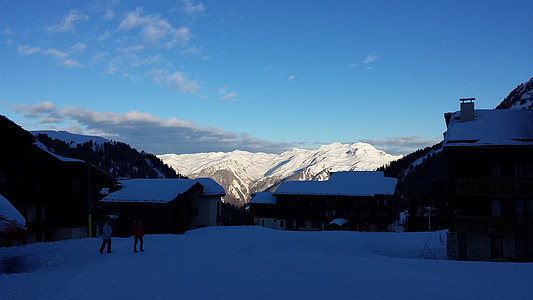 matahari terbit, pegunungan, Alpine, salju