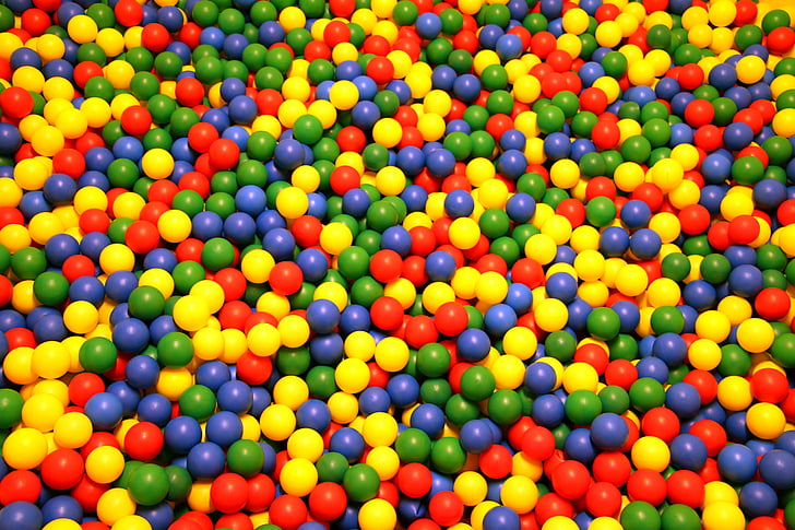 bolas de juego, juguetes, bolas de colores