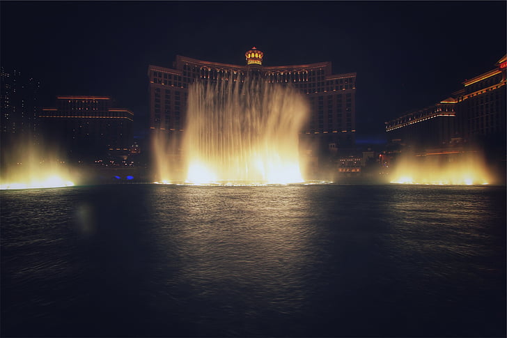 outdoor, fountain, night, time, Bellagio, Las Vegas, hotel