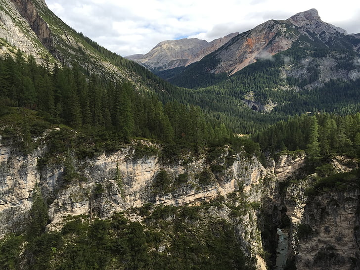Dolomites, dağlar, manzara, doğa, Orman, İtalya