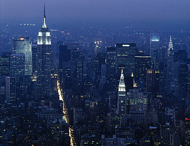 New york, Manhattan, nuit, État de l’Empire, bâtiment, architecture, gratte-ciel