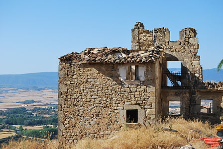 góry, ruiny, Huesca, ludzie