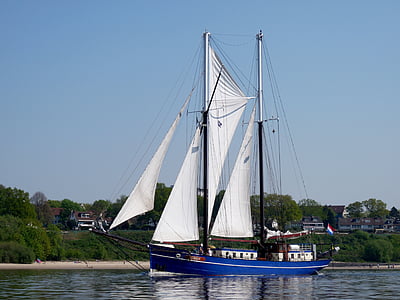 taglierina, marittimo, imbarcazione a vela, Elbe, stato d'animo, estate, avvio