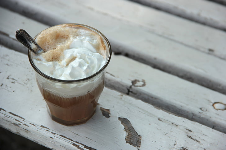 coffee, whipped cream, cream, white, glass, cup, drink