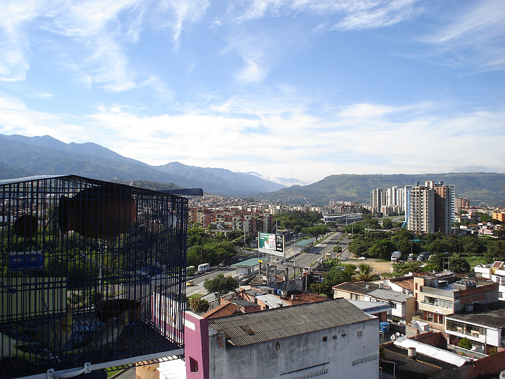 Colombia, Panoramica, montagna, architettura, Skyline, città, paesaggio urbano