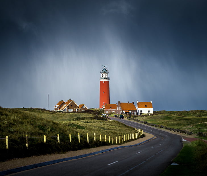 Lighthouse, Texel, Holandsko, veža, Exteriér budovy, postavený štruktúra, smer