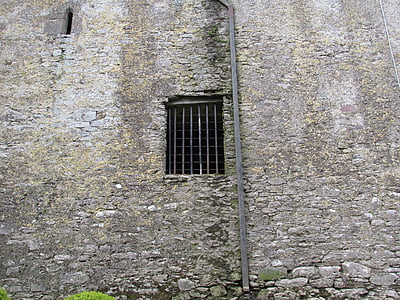 Castell, finestra, Castell de Blarney, medieval, antiga, pedra, maçoneria