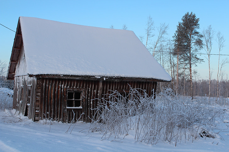 the old log barn, countryside, abandoned log cabin