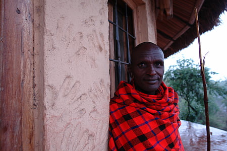 Tanzânia, Maasai, guerreiro, Masai, colorido