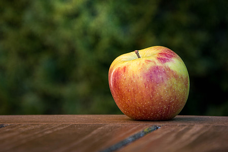 Apple, fruta, caída, tabla, naturaleza muerta, manzana - frutas, madera - material