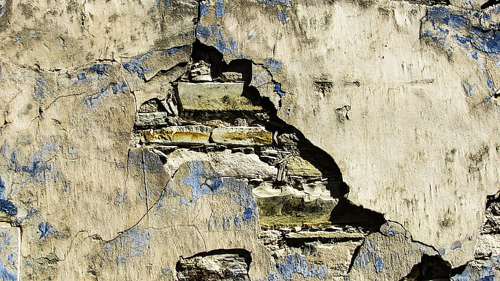 wall, damaged, decay, wear, house, weathered, aged