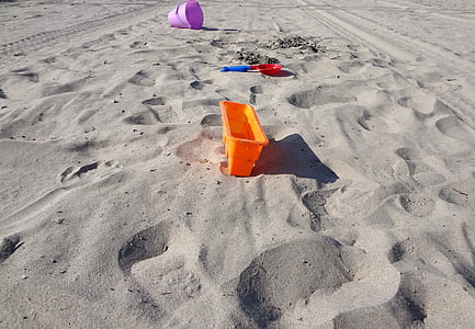 παιχνίδια, Άμμος, παραλία, κουβαδάκι, κουβά, φτυάρι, Σκάψτε