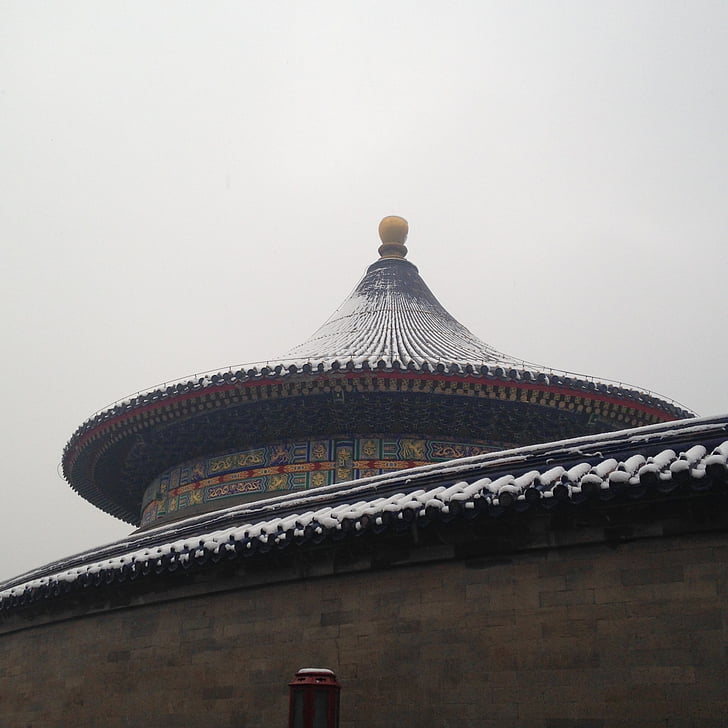 the temple of heaven, snow, building, chinese style