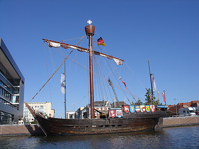 rhampholeon de bremen, kooge Bremer, navio de engrenagem, Bremerhaven, barco à vela, veleiro